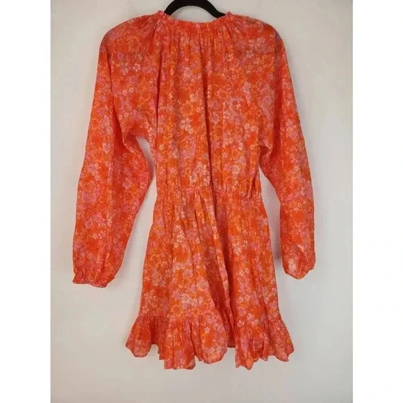 Lovers and Friends Reston Wrap Mini Dress Orange Floral Size Small. - Picture 5 of 10